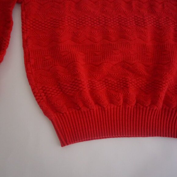 VTG 80s Spotlite Red 3D Eclectic Biggie Cosby Chunky Knit Crewneck Sweater XL - Picture 6 of 9